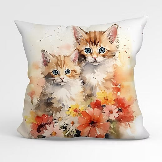 Charming Ginger  Kittens in French Velvet Reversible Handmade Cushions