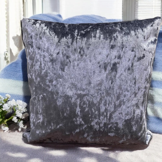 Soft Exquisite Plain Denim Blue Crushed Velvet Handmade Cushion