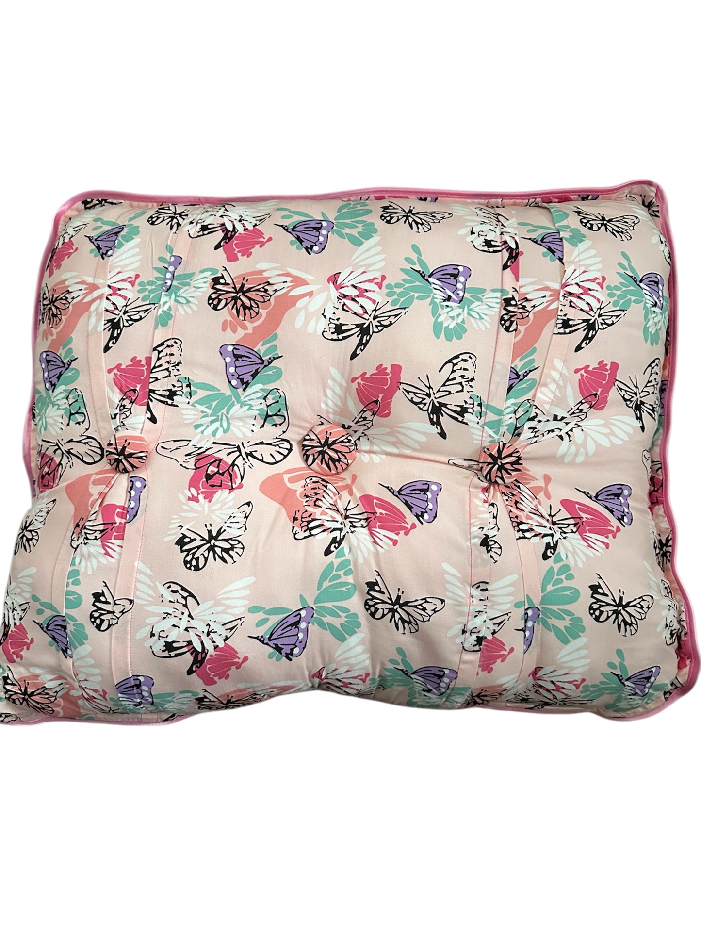 Bella Butterfly Bloom: Handmade Pastel Pink Cushion