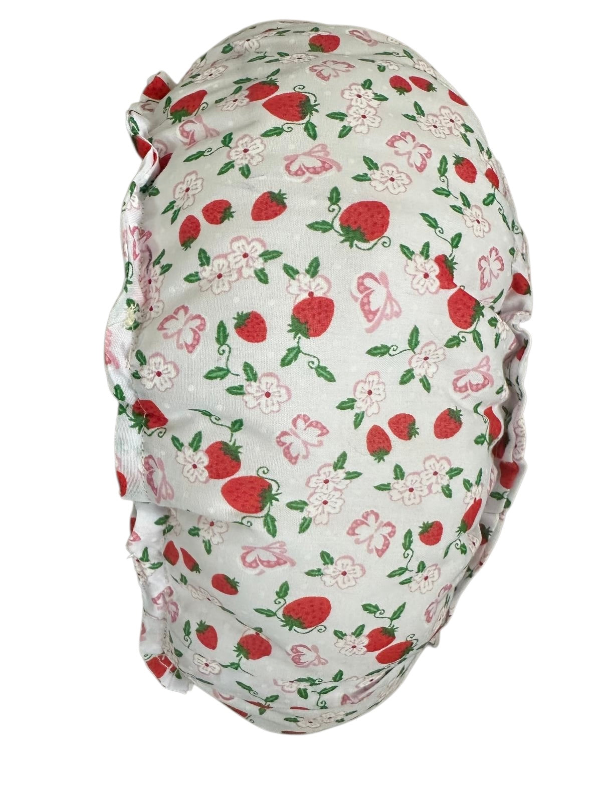 Bella Berry Nook: Round Strawberry Print Cushion Handmade Cottage Style Home Decor