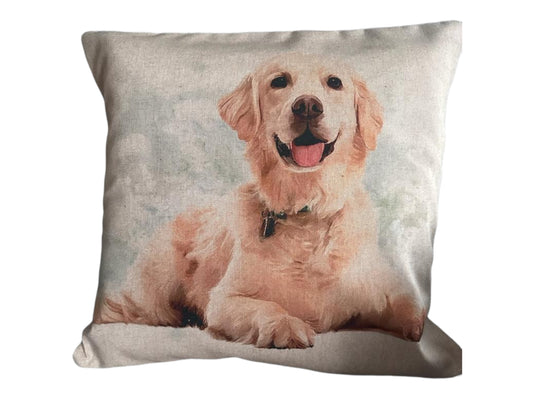 Labrador Pawsitively Adorable in Natural Cotton Linen Blend Handmade Cushions