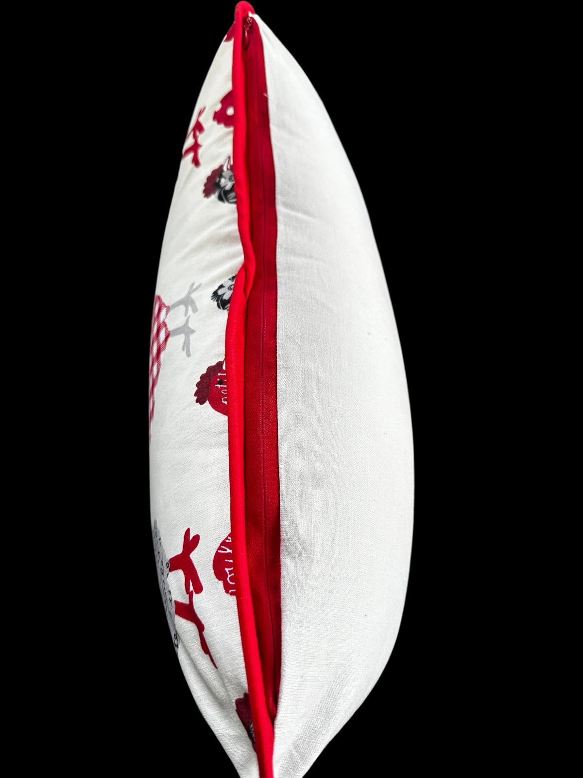 Rustic Style Country Hen Handmade Reversible Cushion with Red Piping Edge