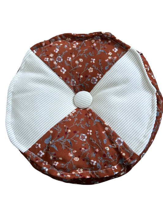 Bella Chestnut Nook: Handmade Round Corduroy Panelled Cushion