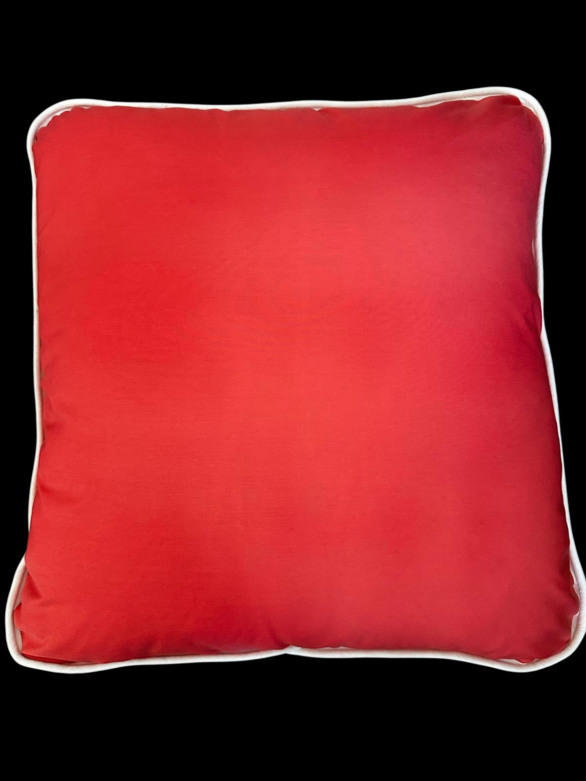 Coral Cotton Satin Handmade Cushions - Ivory Piped Edge
