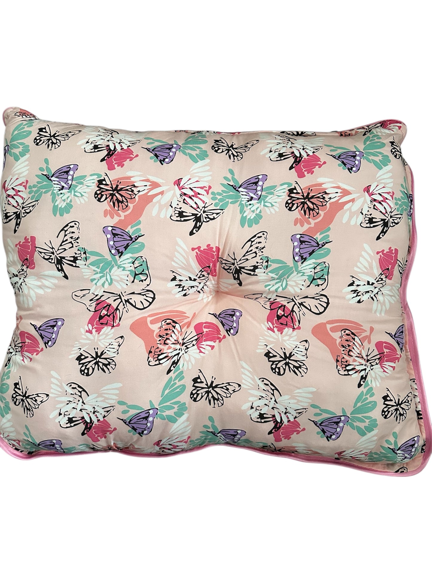 Bella Butterfly Bloom: Handmade Pastel Pink Cushion