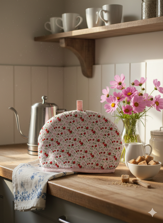 Large Cottage Style Tea Cosy Strawberries & Pink