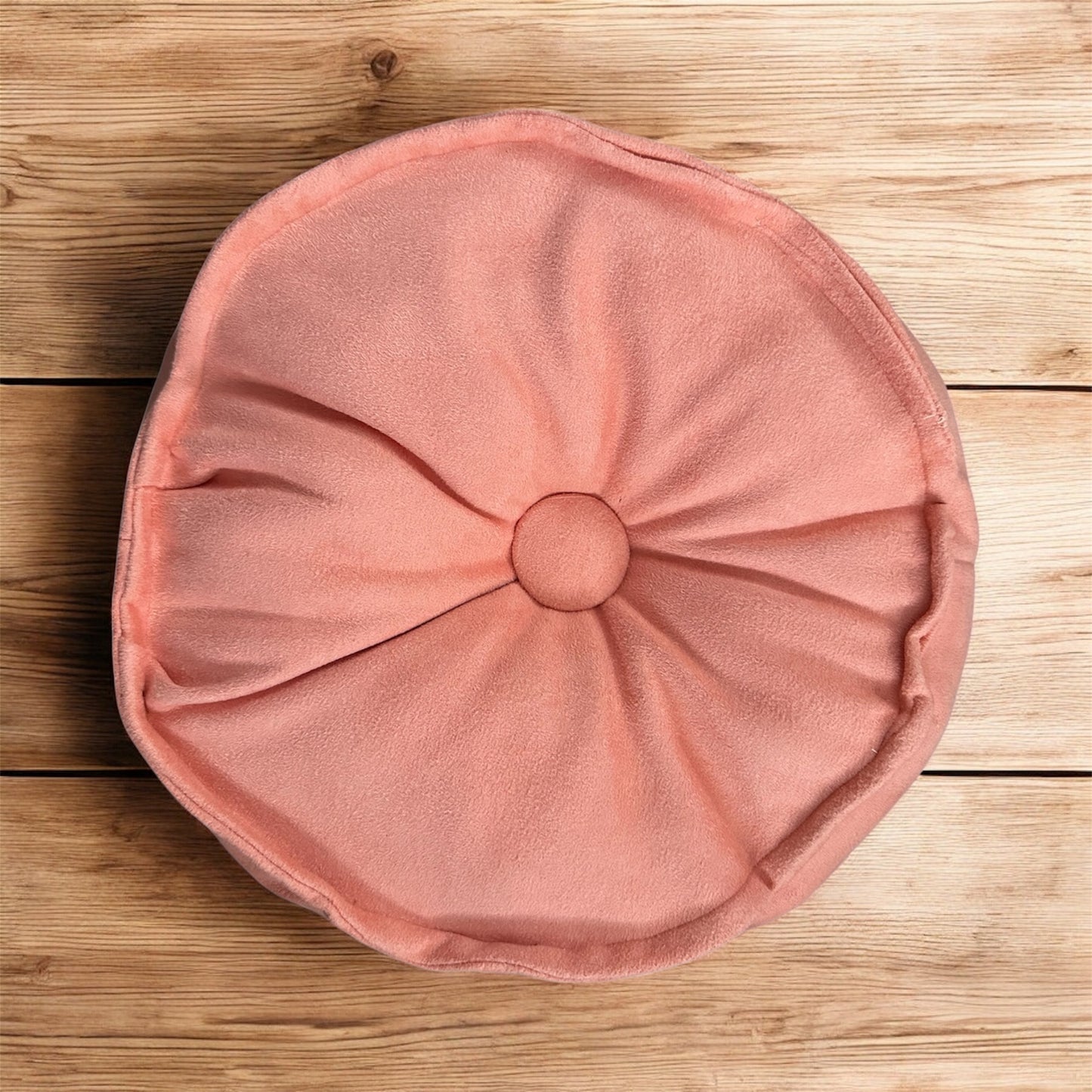 Bella Button Nook: Soft Suedette Blush Coloured Round Handmade Cushion